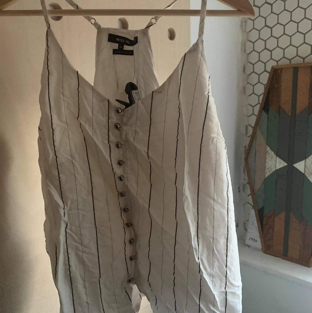 Miss me button striped tank